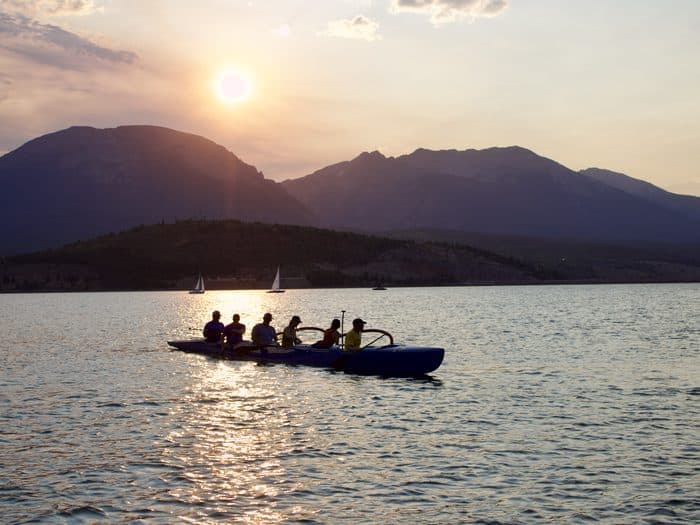 Stand-up paddling beneath the Tenmile Range on Lake Dillon