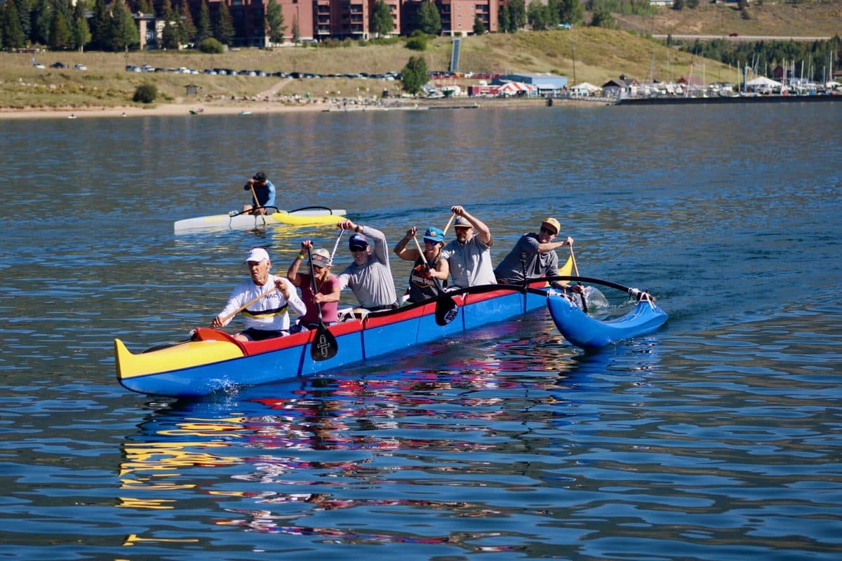Outrigger canoe paddling on Lake Dillon