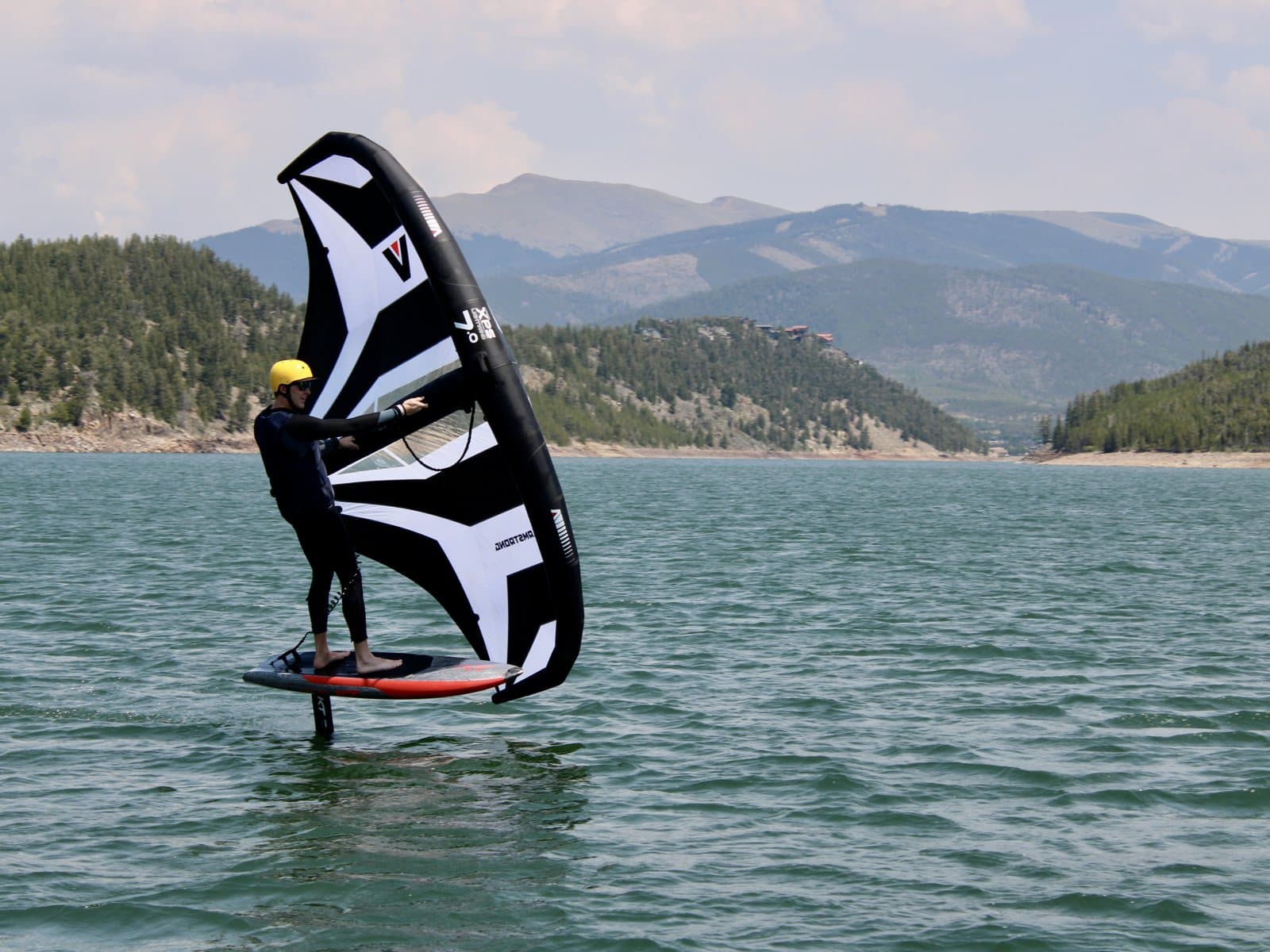 Wing foiling on Lake Dillon in Summit County